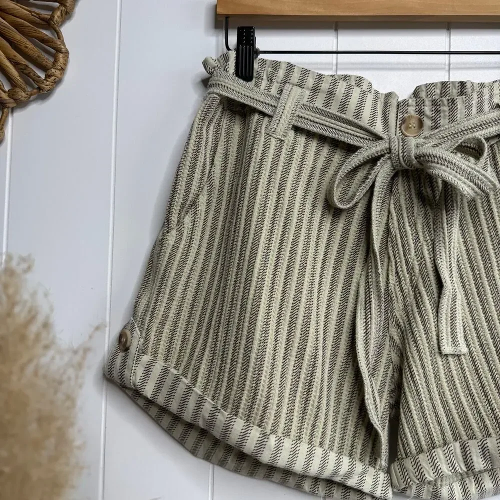 Free People shorts striped paper bag cuffed cotton spring summer XS